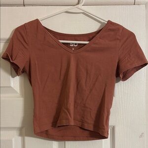 SO Women's Brown V-Neck Crop Top